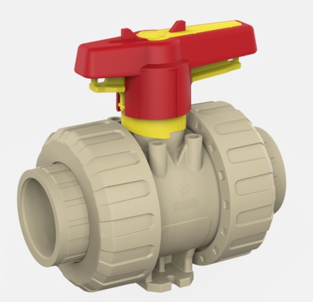 Кран шаровой 2-ходовый муфта под сварку ручной привод PRAHER M1 2W DN10 PP d16 PP PN10 FPM PTFE Краны