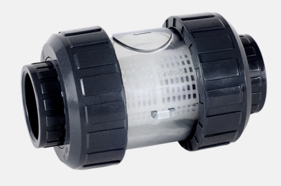 Фильтр сетчатый прозрачный клеевая муфта пластиковое сито 2х4 mm PRAHER S4 DN32 PVC d 1 1/4" JIS PN16 FPM Грязеотделители